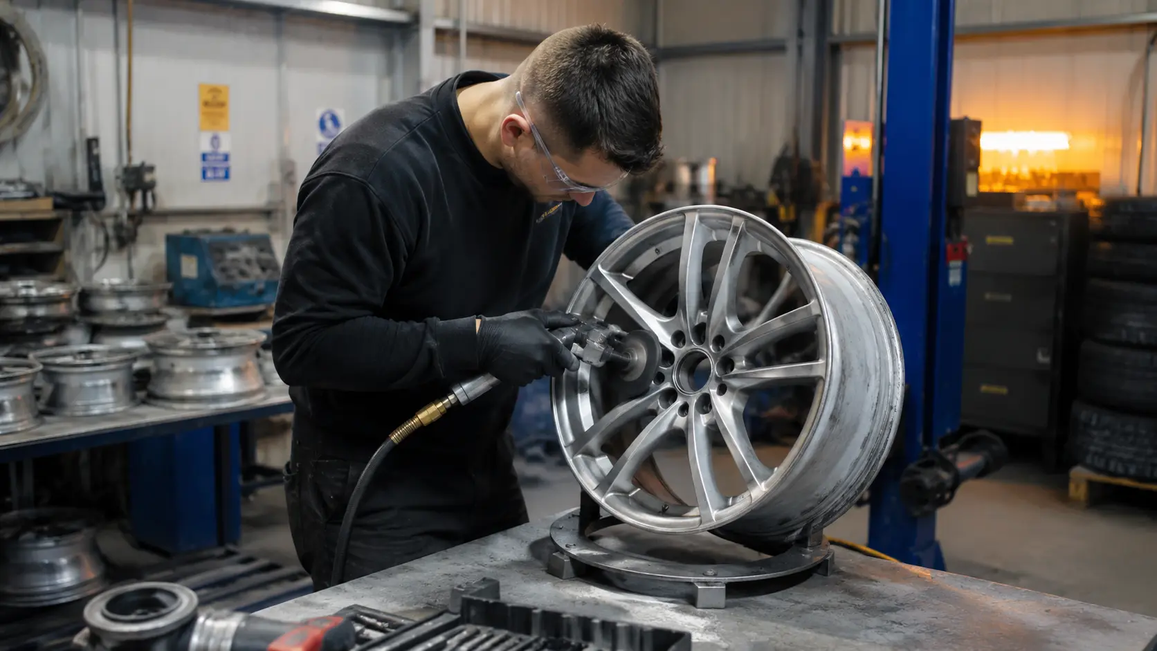 Professional alloy wheel repair service in Aberdeen restoring damaged wheels
